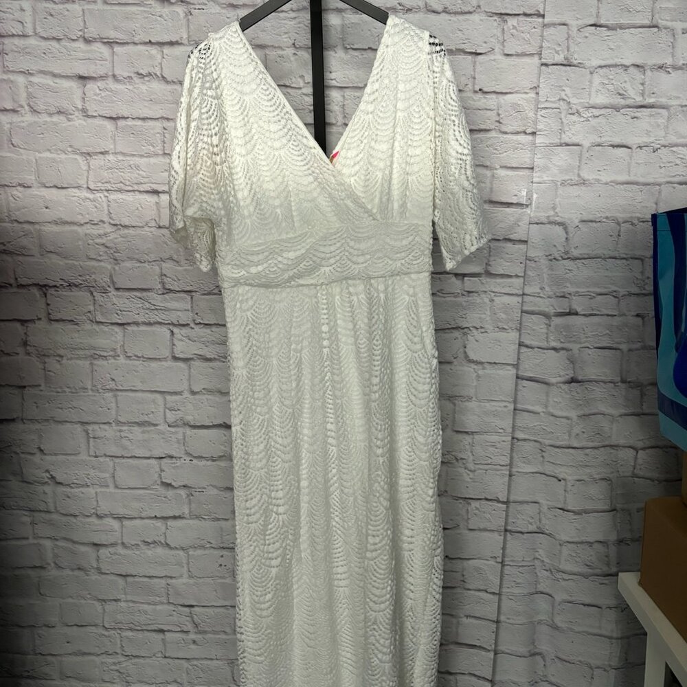 Lily Pulitzer White Short Sleeve Maxi Dress (XL)